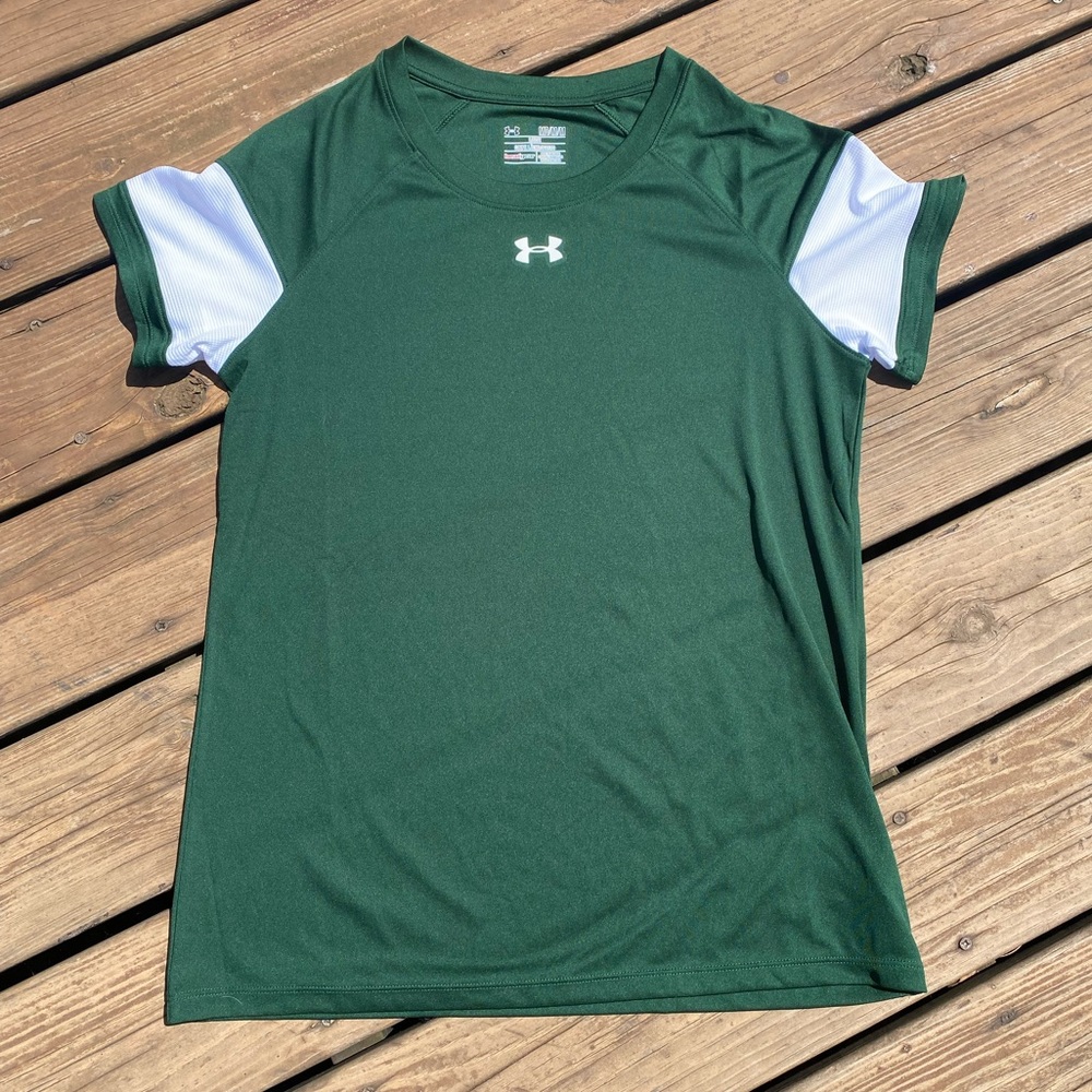 Under armor green and white tee